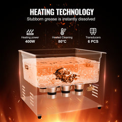 VEVOR Ultrasonic Cleaner, 15L Professional 360W Cleaning Machine with Timer & Heater, 40kHz Digital Ultrasonic Cleaner