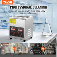 VEVOR Ultrasonic Cleaner with Digital Timer & Heater, Professional Ultra Sonic Jewelry Cleaner, Stainless Steel Heated