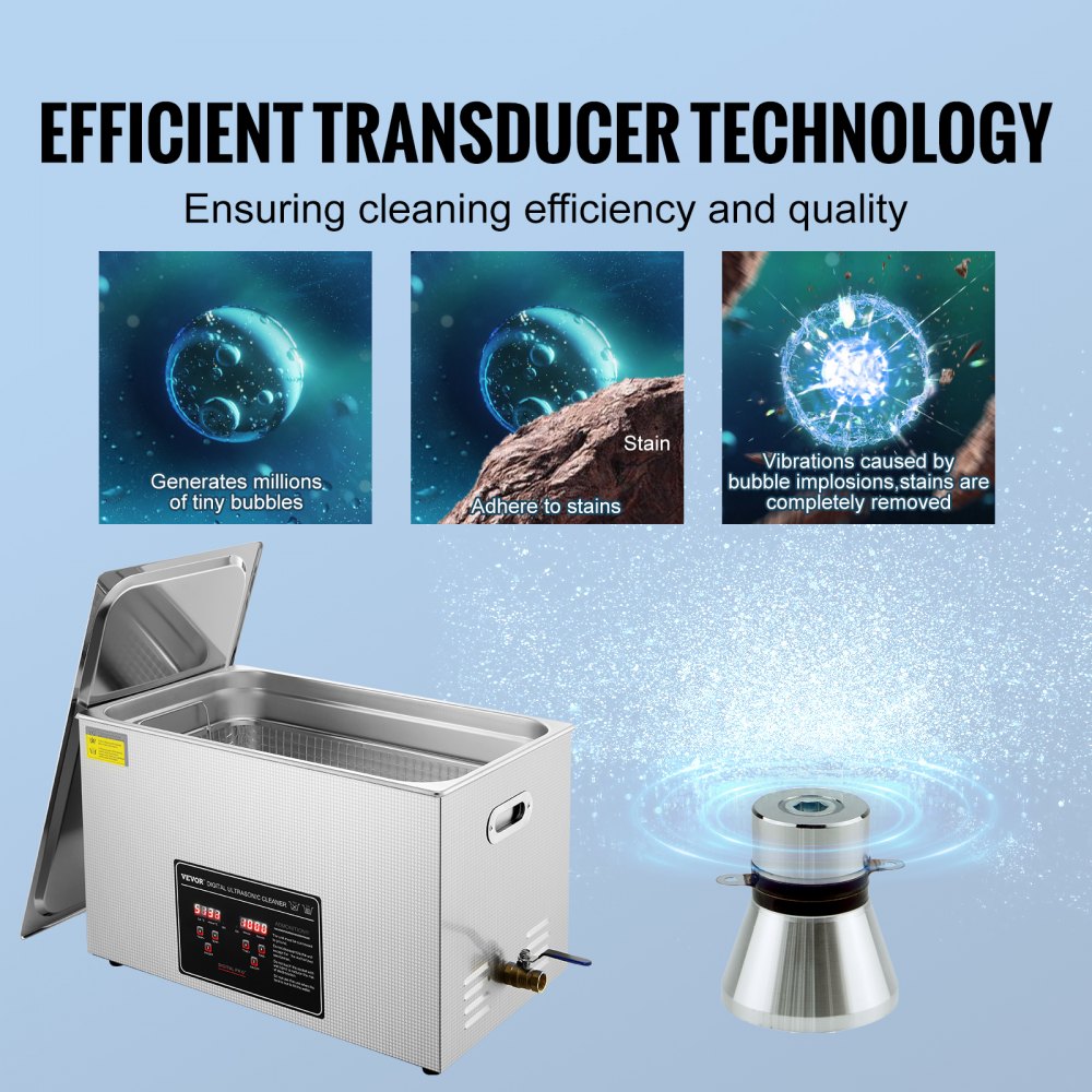 VEVOR Ultrasonic Cleaner with Digital Timer & Heater, Professional Ultra Sonic Jewelry Cleaner, Stainless Steel Heated