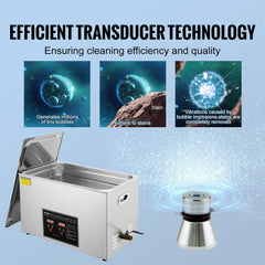 VEVOR Ultrasonic Cleaner with Digital Timer & Heater, Professional Ultra Sonic Jewelry Cleaner, Stainless Steel Heated