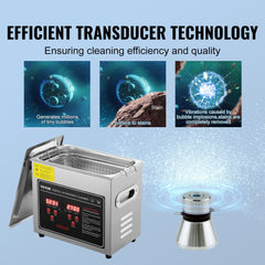 VEVOR Ultrasonic Cleaner with Digital Timer & Heater, Professional Ultra Sonic Jewelry Cleaner, Stainless Steel Heated