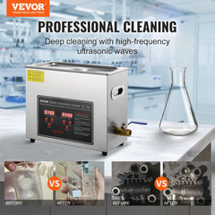 VEVOR Ultrasonic Cleaner with Digital Timer & Heater, Professional Ultra Sonic Jewelry Cleaner, Stainless Steel Heated