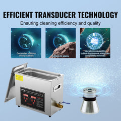 VEVOR Ultrasonic Cleaner with Digital Timer & Heater, Professional Ultra Sonic Jewelry Cleaner, Stainless Steel Heated