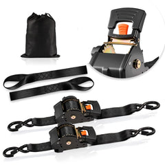 VEVOR Retractable Ratchet Straps, 2 in x 10 ft, Tie Down Straps with S Hooks, 3033 lbs Break Strength, 2 Soft Loops