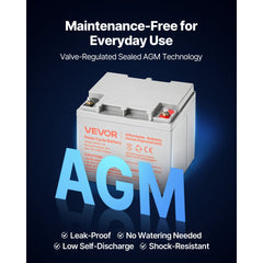 VEVOR 2 Pack 12V 35Ah Deep Cycle Battery, Sealed AGM Technology, Rechargeable Lead Acid AGM Battery, Backup Replacement