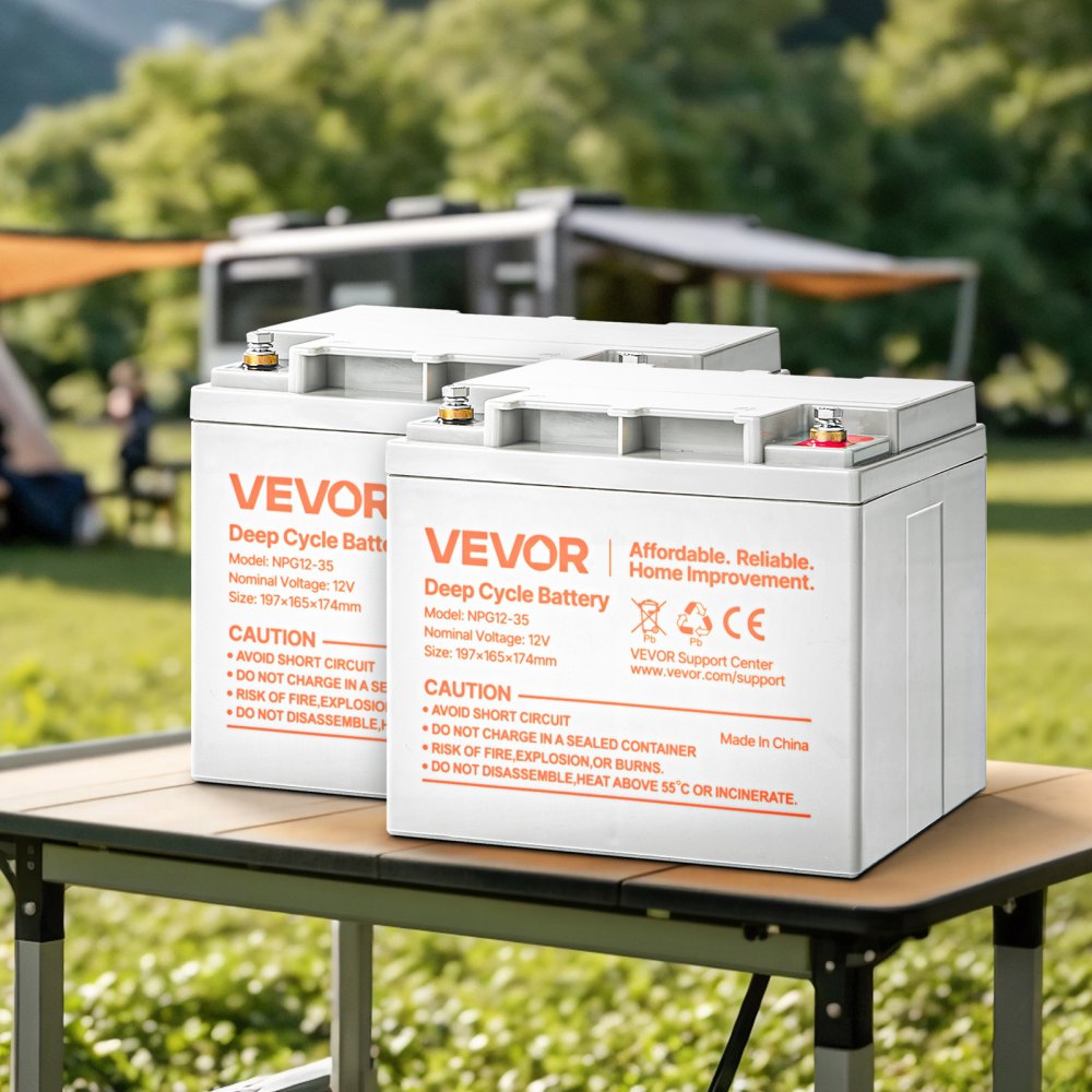 VEVOR 2 Pack 12V 35Ah Deep Cycle Battery, Sealed AGM Technology, Rechargeable Lead Acid AGM Battery, Backup Replacement