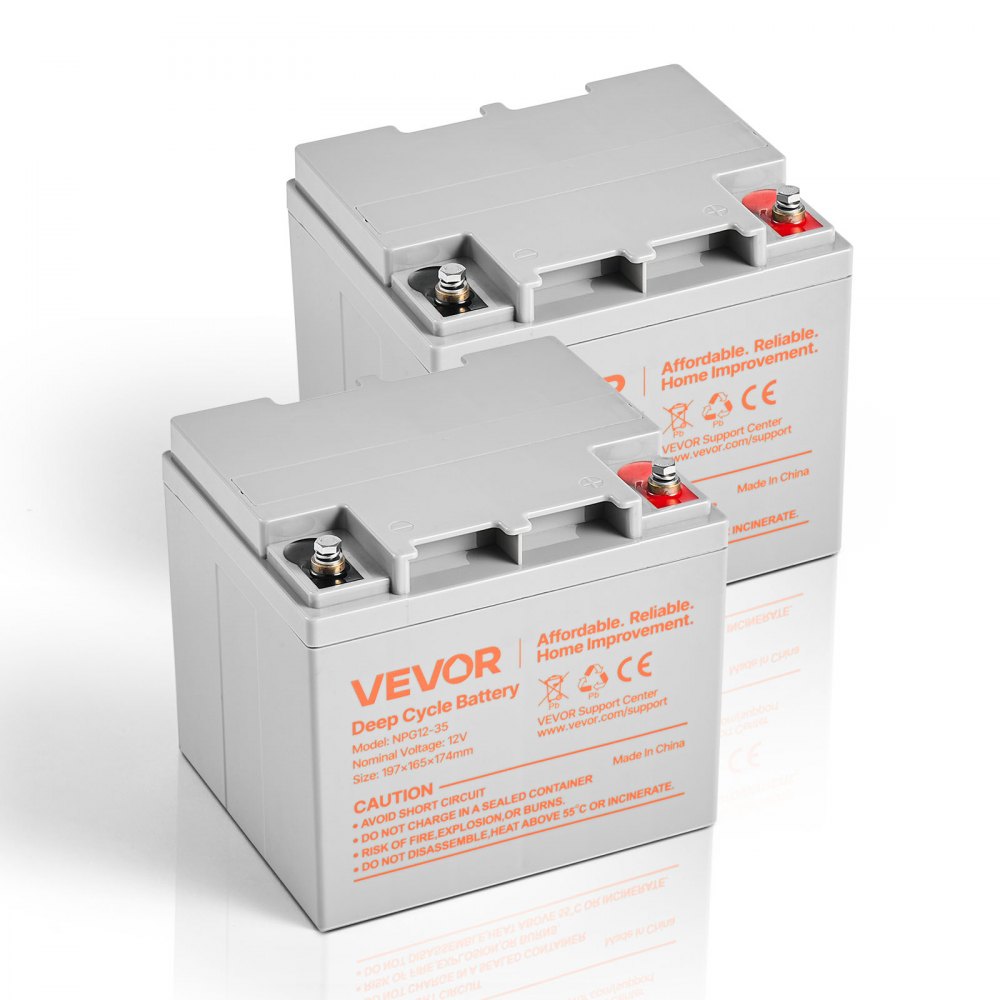 VEVOR 2 Pack 12V 35Ah Deep Cycle Battery, Sealed AGM Technology, Rechargeable Lead Acid AGM Battery, Backup Replacement