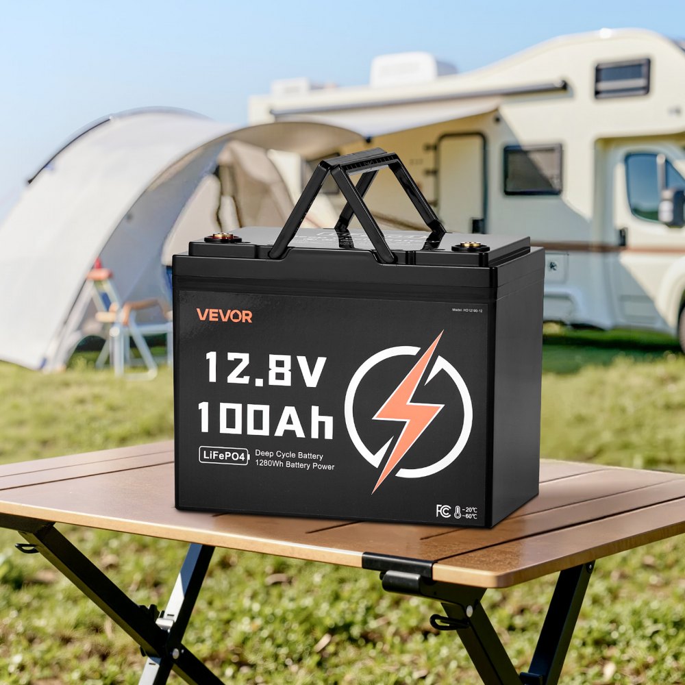 VEVOR 12V 100Ah LiFePO4 Battery, Up to 15000 Cycles, Deep Cycle Lithium Iron Phosphate Battery with Built-in BMS, Low