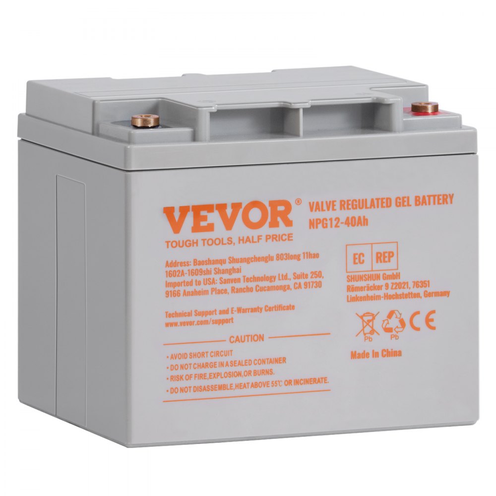 VEVOR Rechargeable AGM Marine Battery, 12V 40AH, with 400A Discharge Current, Ideal for Mobility Scooters, Electric