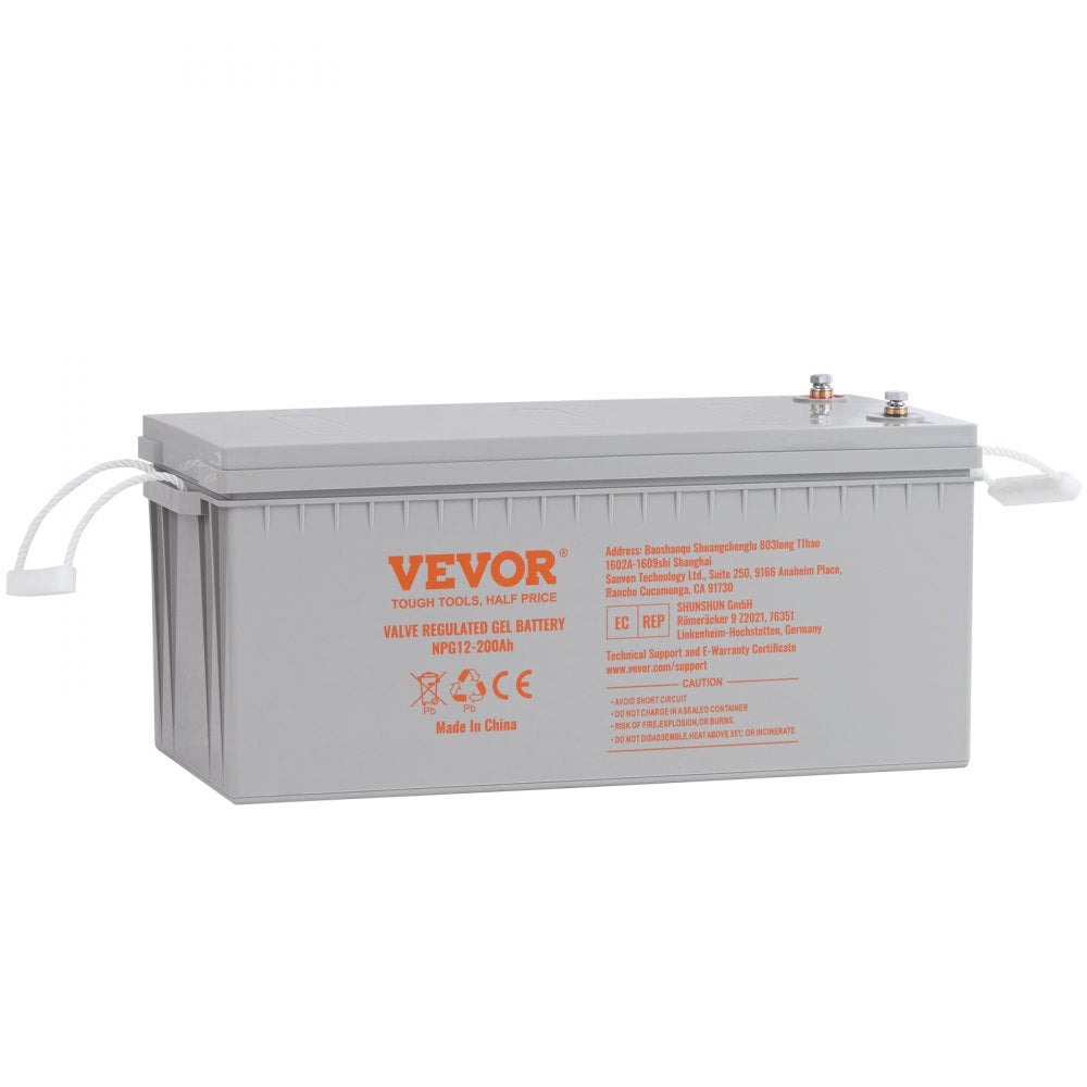 VEVOR Rechargeable AGM Marine Battery, 12V 200 AH, Designed for RV Solar Marine Off-Grid Use, UPS Backup, with a