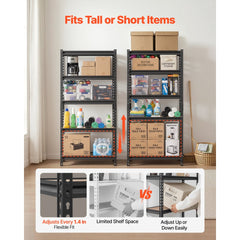VEVOR Storage Shelves, 5-Tier Adjustable, 2000 lbs Capacity, Heavy Duty Garage Storage Shelving Unit, Metal Utility