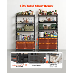 VEVOR Storage Shelves, 5-Tier Adjustable, 2000 lbs Capacity, Heavy Duty Garage Storage Shelving Unit, Metal Utility
