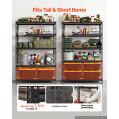 VEVOR Storage Shelves, 5-Tier Adjustable, 2000 lbs Capacity, Heavy Duty Garage Storage Shelving Unit, Metal Utility