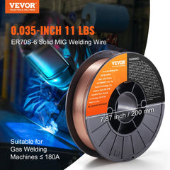 VEVOR Solid MIG Welding Wire, ER70S-6 0.035-inch 11LBS with Low Splatter and High Levels of Deoxidizers for All