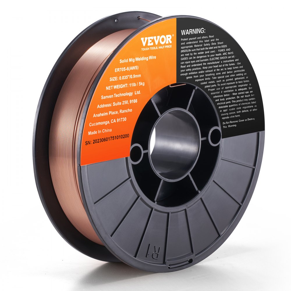 VEVOR Solid MIG Welding Wire, ER70S-6 0.035-inch 11LBS with Low Splatter and High Levels of Deoxidizers for All