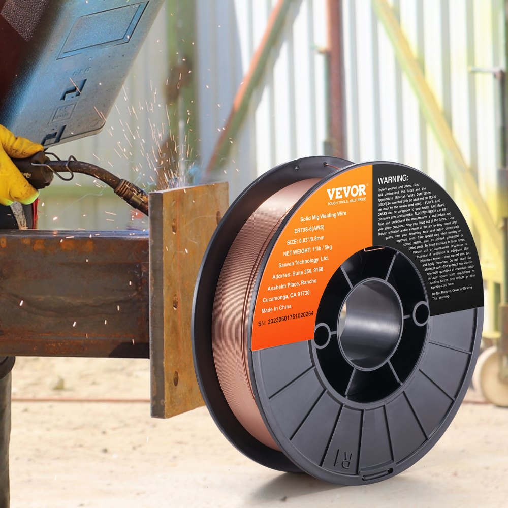 VEVOR Solid MIG Welding Wire, ER70S-6 0.030-inch 11LBS with Low Splatter and High Levels of Deoxidizers for All