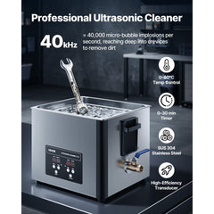 VEVOR 15L Ultrasonic Cleaner, Professional Ultrasonic Cleaner Machine with Cleaning Basket & Digital Display, 240W