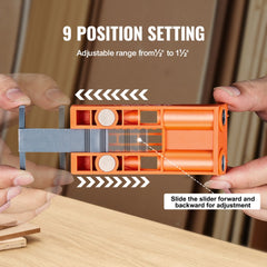 VEVOR Pocket Hole Jig, 56 Pcs Mini Jig Pocket Hole System with 9" C-clamp, Step Drill, Wrench, Square Drive Bit, Drill