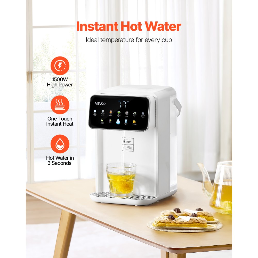VEVOR Instant Hot Water Dispenser, Countertop Boiling Water Dispenser with Adjustable 7 Temperatures & 7 Water Volumes