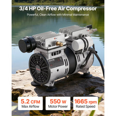 VEVOR Pond Aerator,5.2CFM 3/4 HP Air Compressor, Lake Aerator for Ponds up to 3 Acres, Overheat Protection &