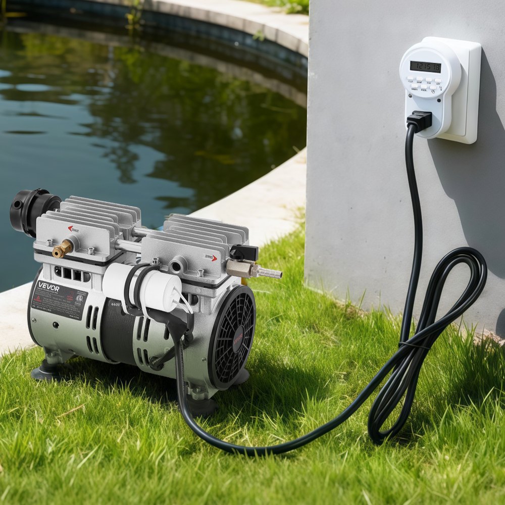 VEVOR Pond Aerator,5.2CFM 3/4 HP Air Compressor, Lake Aerator for Ponds up to 3 Acres, Overheat Protection &