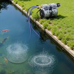 VEVOR Pond Aerators, 5.2CFM Aeration System for Lake up to 3 Acres, 3/4 HP Air Compressor, 2 Diffusesr & Two100'