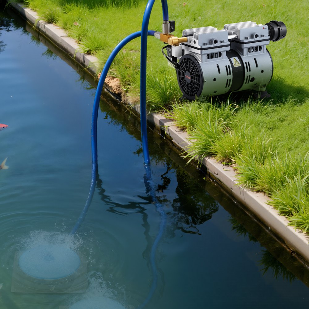 VEVOR Pond Aerators, 5.2CFM Aeration System for Lakes up to 3 Acres, 3/4 HP Air Compressor, 2 Diffusers & Two 100'