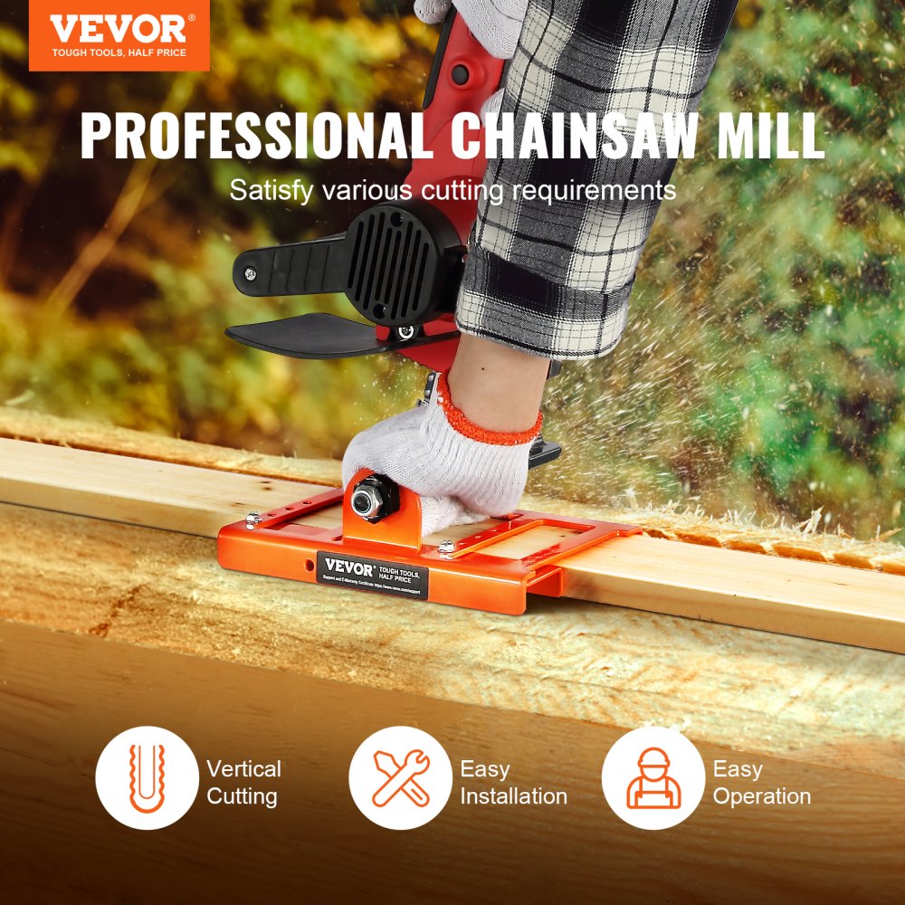 VEVOR Chainsaw Mill, Vertical Lumber Cutting Guide with 2"-6" Cutting Width, Cast Iron Portable Timber Chainsaw
