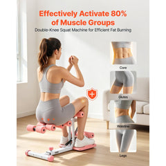 VEVOR Deep Squat Machine, Adjustable Glutes Trainer Machine with 3 High-Strength Resistance Bands, Folding Core Leg and
