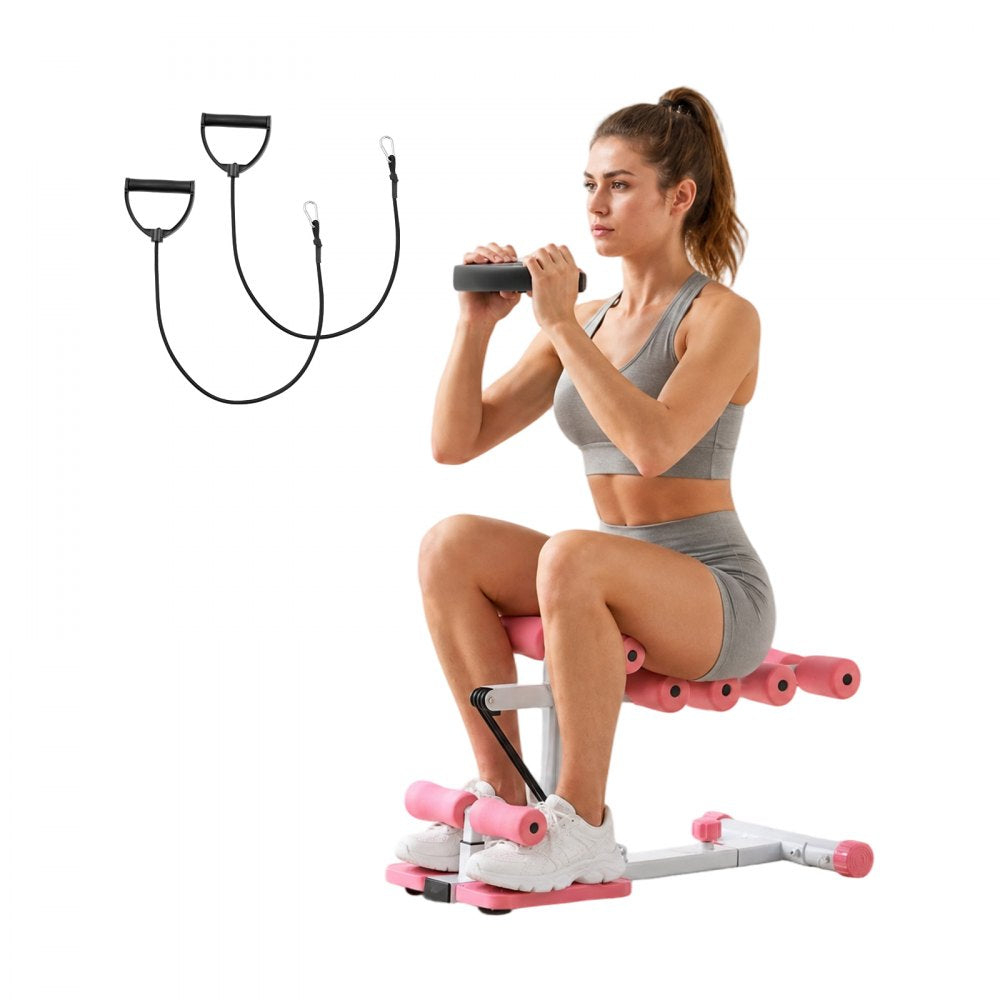 VEVOR Deep Squat Machine, Adjustable Glutes Trainer Machine with 3 High-Strength Resistance Bands, Folding Core Leg and