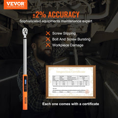 VEVOR Digital Torque Wrench, 1/2" Drive Electronic Torque Wrench, Torque Wrench Kit 25-250ft.lb/34-340n.m Torque Range