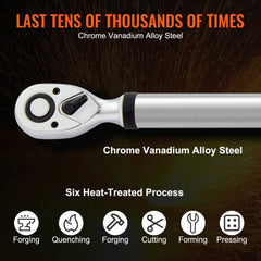 VEVOR Digital Torque Wrench, 1/2" Drive Electronic Torque Wrench, Torque Wrench Kit 25-250ft.lb/34-340n.m Torque Range