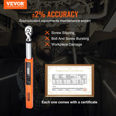 VEVOR Digital Torque Wrench, 3.7-37ft.lb/5-50n.m 3/8" Drive Electronic Torque Wrench, Torque Wrench Kit Torque Range