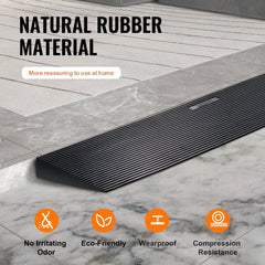 VEVOR 1.6" Rise Cuttable Threshold Ramp for Sweeping Robot, 35.4" Wide Natural Rubber Wheelchair Ramp, Non-Slip Solid
