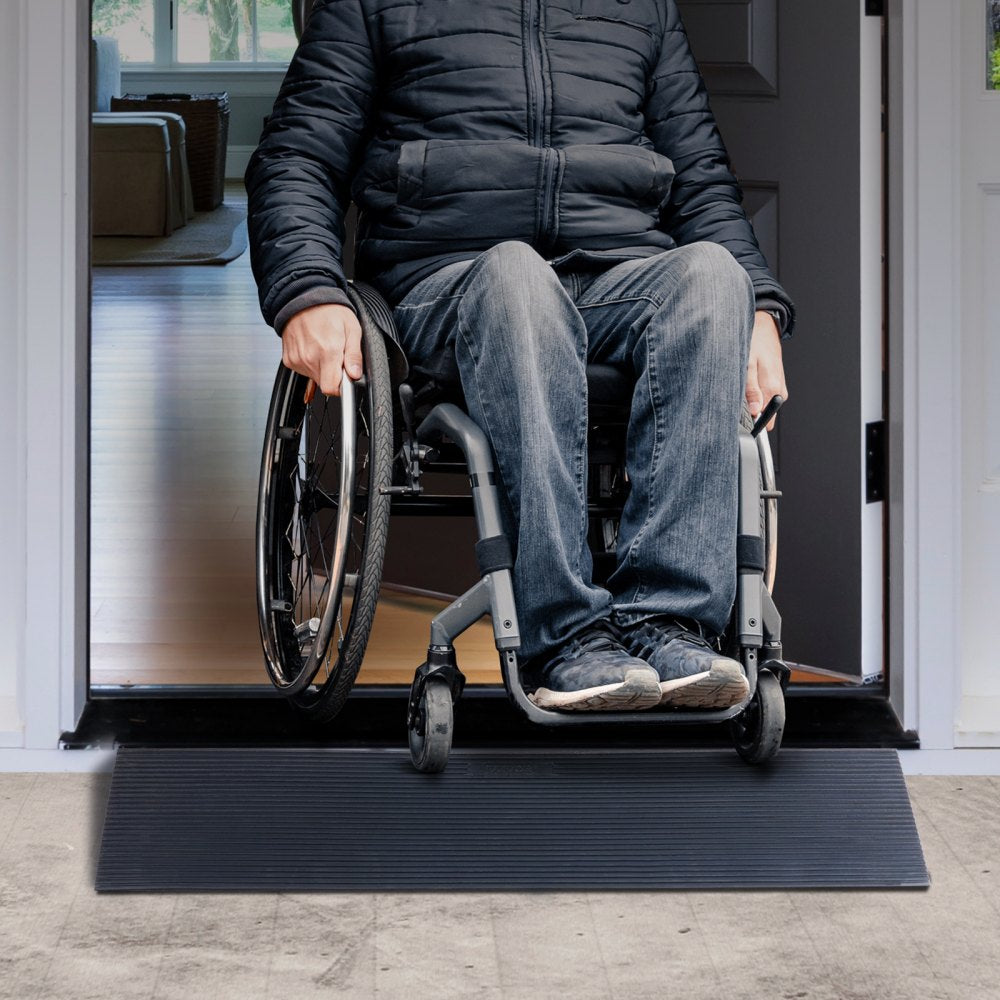 VEVOR 1.6" Rise Cuttable Threshold Ramp for Sweeping Robot, 35.4" Wide Natural Rubber Wheelchair Ramp, Non-Slip Solid