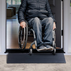 VEVOR 1.6" Rise Cuttable Threshold Ramp for Sweeping Robot, 35.4" Wide Natural Rubber Wheelchair Ramp, Non-Slip Solid