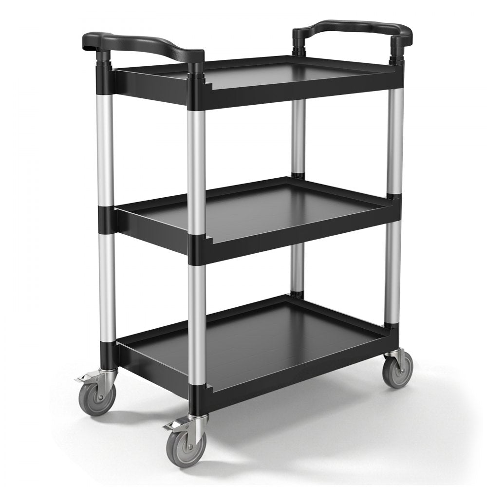 VEVOR Utility Cart, 300 lbs Load Capacity, 3-tier Utility Plastic Cart with 360° Swivel Wheels (2 with Brakes), 24.4 x