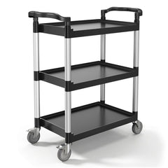 VEVOR Utility Cart, 300 lbs Load Capacity, 3-tier Utility Plastic Cart with 360° Swivel Wheels (2 with Brakes), 24.4 x