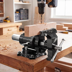 VEVOR Heavy Duty Bench Vise, 5.5" Jaw Width, Double Swivel Rotating Multi-Purpose Bench Vise, with 360° Locking Swivel