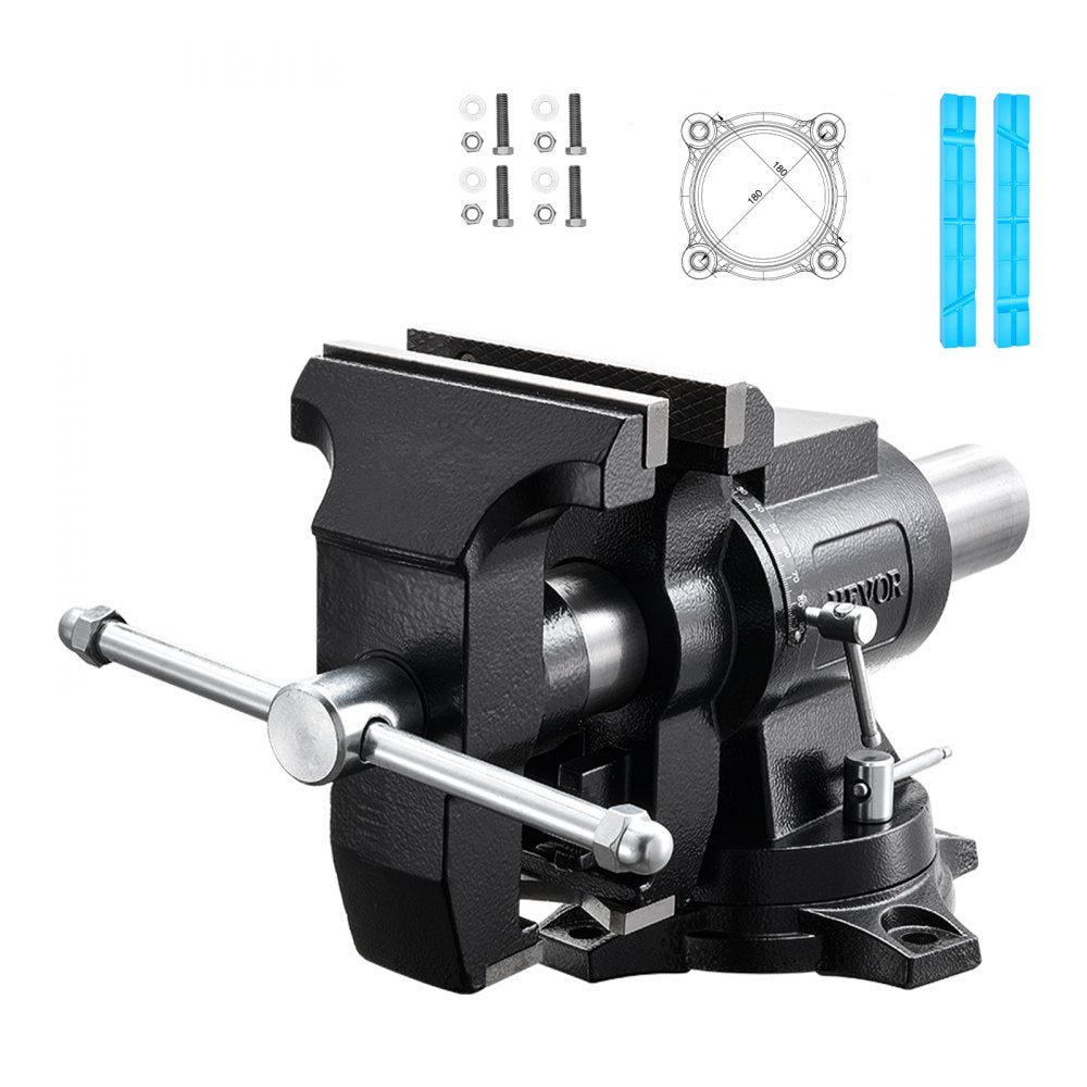 VEVOR Heavy Duty Bench Vise, 5.5" Jaw Width, Double Swivel Rotating Multi-Purpose Bench Vise, with 360° Locking Swivel