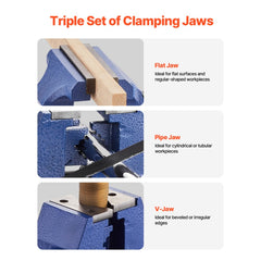VEVOR Heavy Duty Bench Vise, 6-1/2" Jaw Width, 5" Max Jaw Opening Multi-Purpose Ductile Iron Bench Vise with Anvil