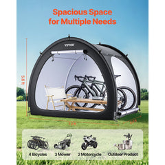 VEVOR Bike Storage Tent, 4 to 5 Bikes, Outdoor Spacious Bike Storage Tent with Ventilated Window, Waterproof Fan-Shaped
