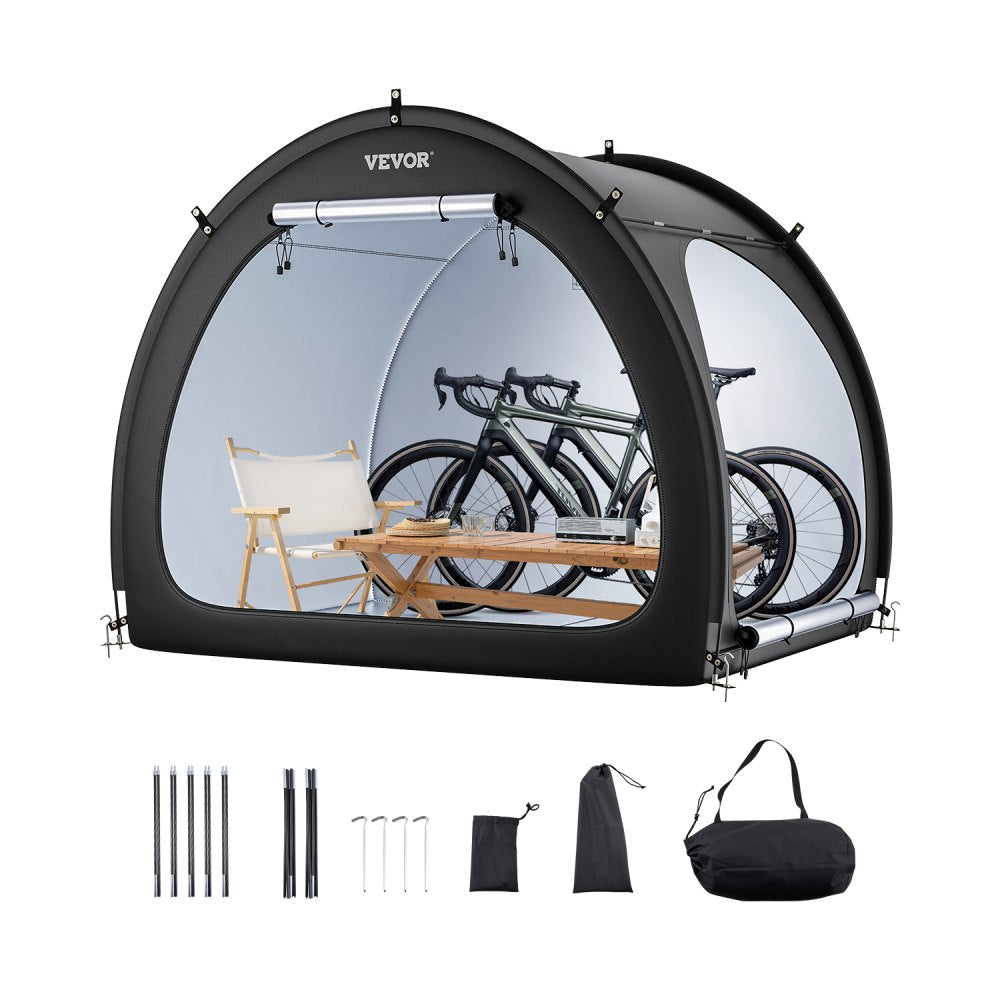 VEVOR Bike Storage Tent, 4 to 5 Bikes, Outdoor Spacious Bike Storage Tent with Ventilated Window, Waterproof Fan-Shaped