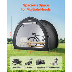 VEVOR Bike Storage Tent, 4 to 5 Bikes, Outdoor Spacious Bike Storage Tent with Ventilated Window, Waterproof Fan-Shaped