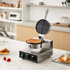 VEVOR Commercial Waffle Maker, 1230W Round Waffle Baker Machine, Non-Stick Stainless Steel Belgian Waffle Iron with