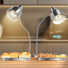 VEVOR Food Heat Lamp, 500W Electric Commercial Food Warmer Light, 2-Head Stainless Steel French Fry Heating Lamp with 3