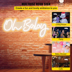 VEVOR Oh Baby Neon Sign for Wall Decor, with Remote Control and Dimmable Switch for Baby Shower decorations, Birthday