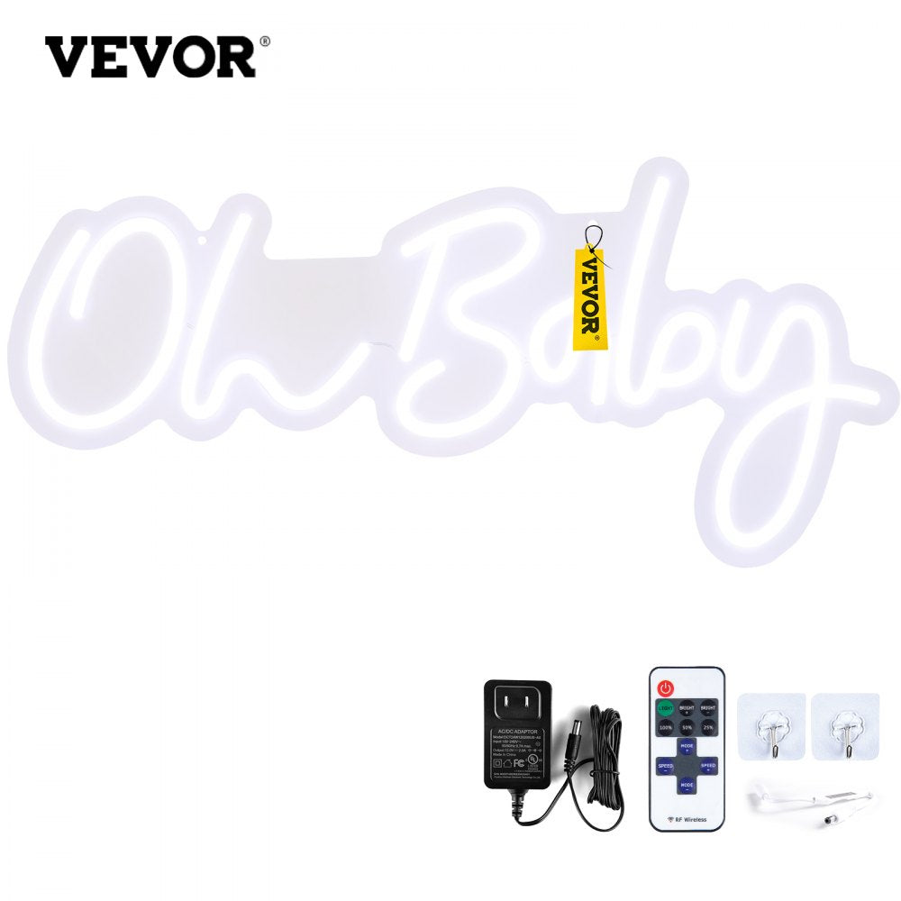 VEVOR Oh Baby Neon Sign for Wall Decor, with Remote Control and Dimmable Switch for Baby Shower decorations, Birthday
