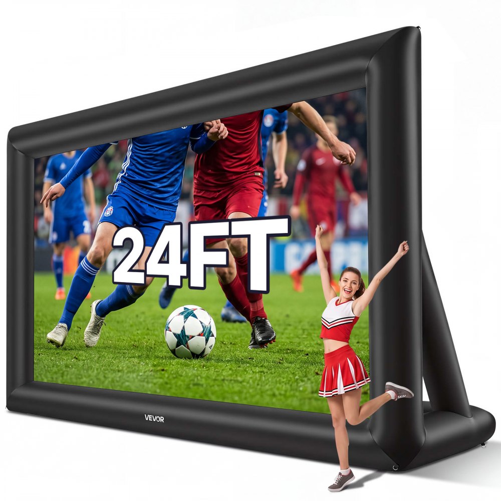 VEVOR Inflatable Movie Screen, 24 ft Outdoor Inflatable Projection Screen with Portable Storage Bag, Front/Rear