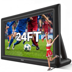 VEVOR Inflatable Movie Screen, 24 ft Outdoor Inflatable Projection Screen with Portable Storage Bag, Front/Rear